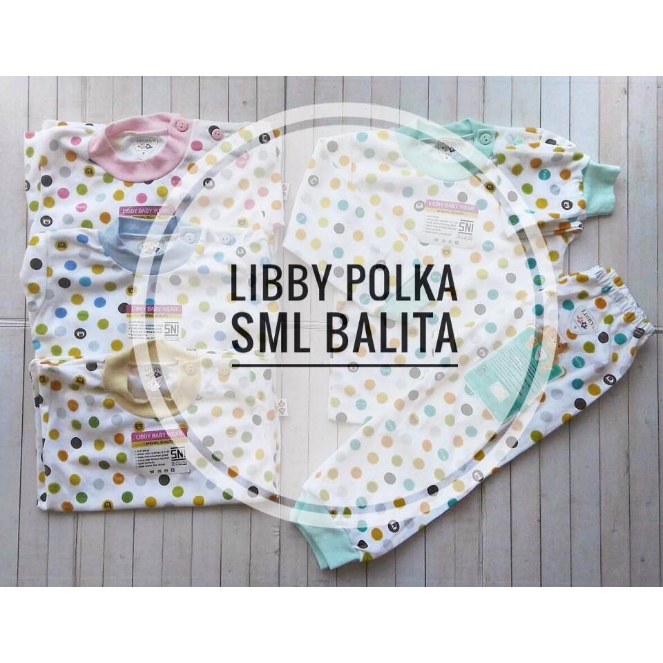 Libby baju / oblong / celana / stelan / piyama anak 1234 thn balita POLKA BESAR LIBBY