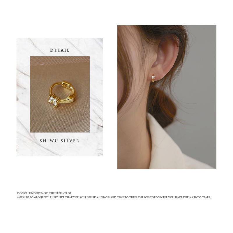 1 Pasang Anting Hoop Zirkon Mini Berlapis Emas 14K Anting Tindik Huggie Anting Tulang Rawan-Won