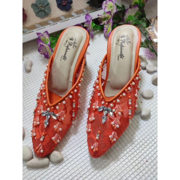 sepatu Marrisa rafaizoutfit warna orange tinggi 7cm tahu