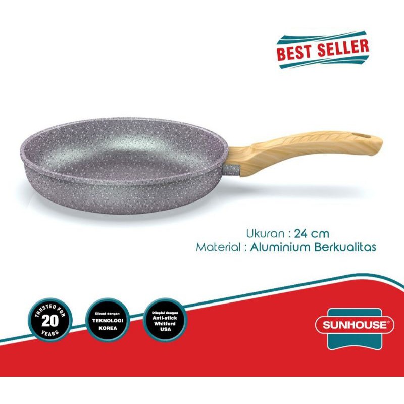 frypan granite / marbel 24 cm / penggorengan anti lengket marbel granite