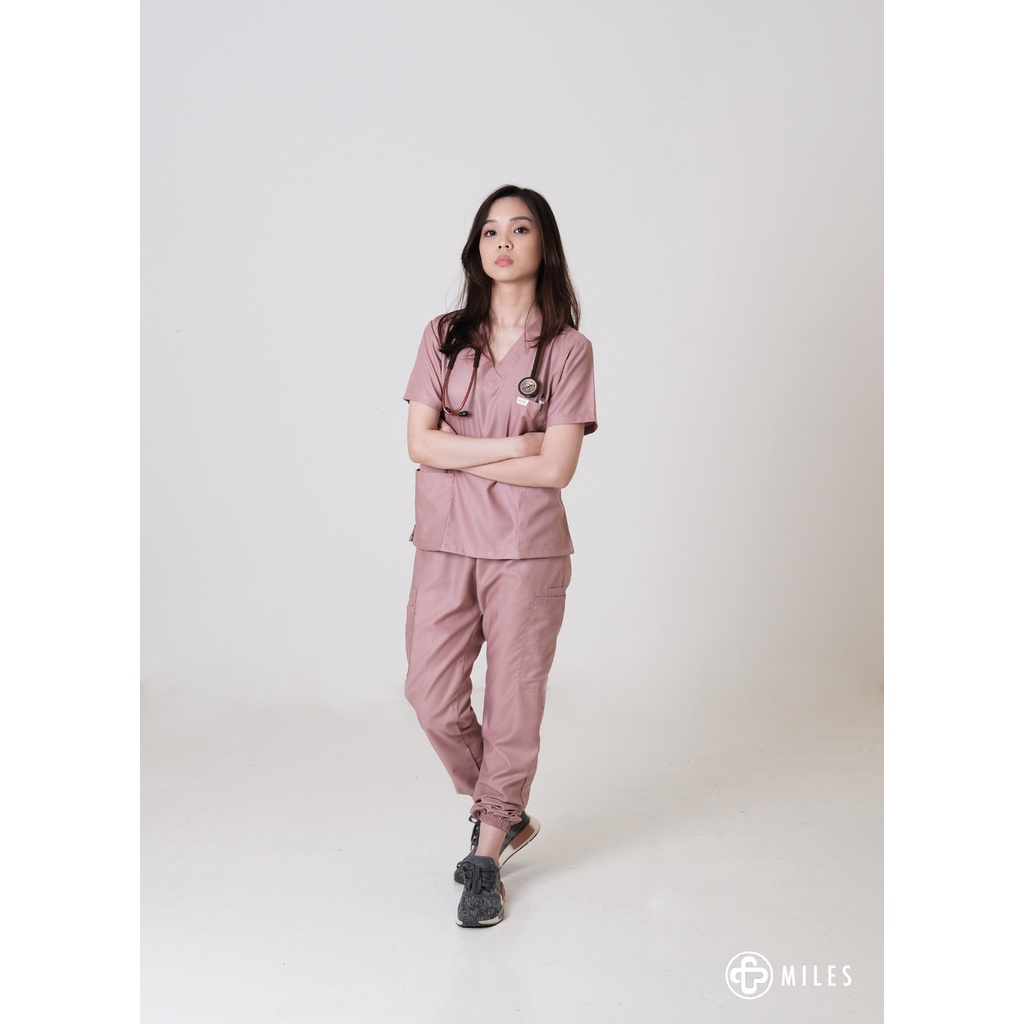 Scrub dokter dusty rose | baju jaga dokter | baju OK/baju medis/baju dokter/scrub jaga dokter/ baju 