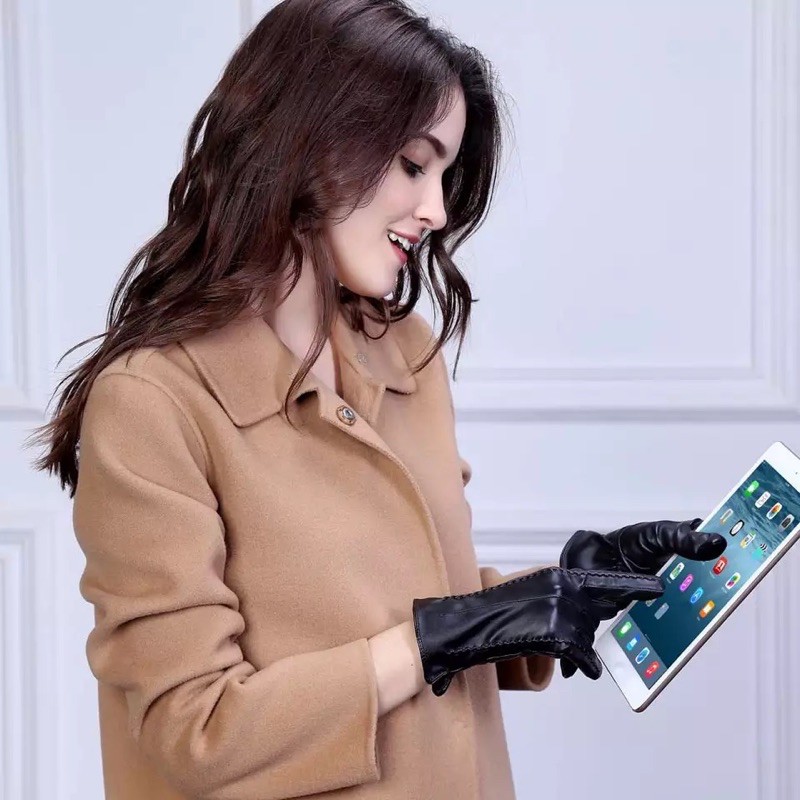 Sarung tangan kulit wanita leather gloves women winter musim dingin hangat touchscreen import