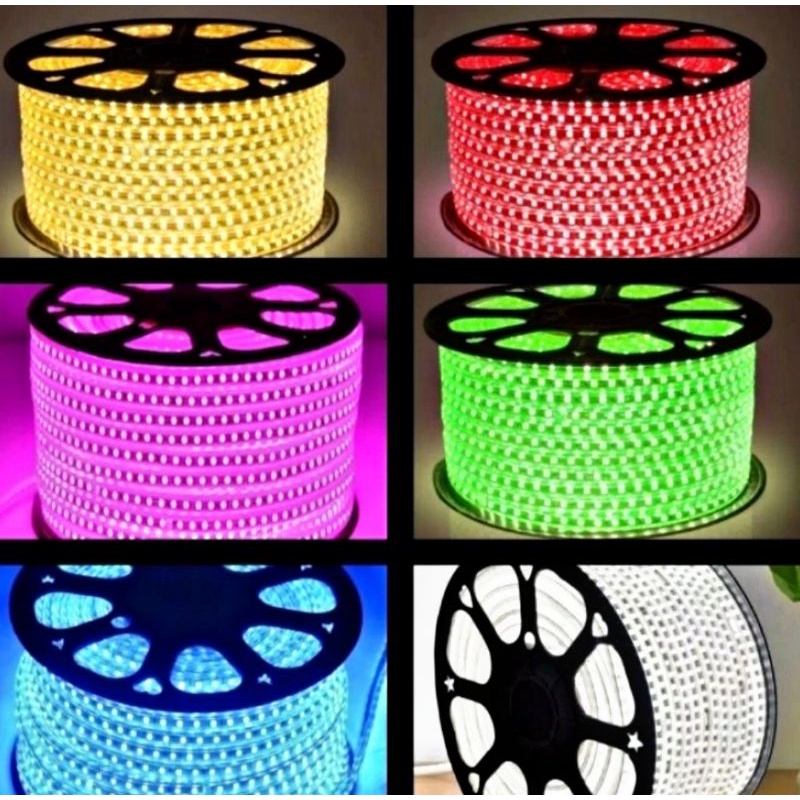 ( Harga Per Meter ) Lampu Led Strip Selang / Ekor / Plafon / Kabel / Led Neon 5050 Warna ( Putih - Kuning/Warm - Biru - Hijau - Merah - Pink)
