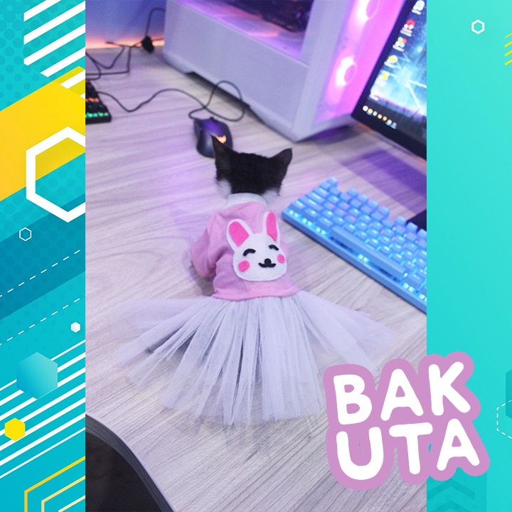 Dress tutu kelinci pink terbaru baju kucing dan anjing / baju kucing murah size S-XL