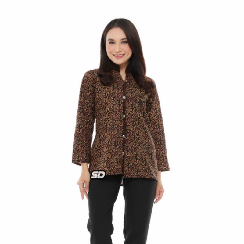 tey-17 Batik wanita ASJ SA HRB026 Kenongo Kemeja Tosca Pendek-7