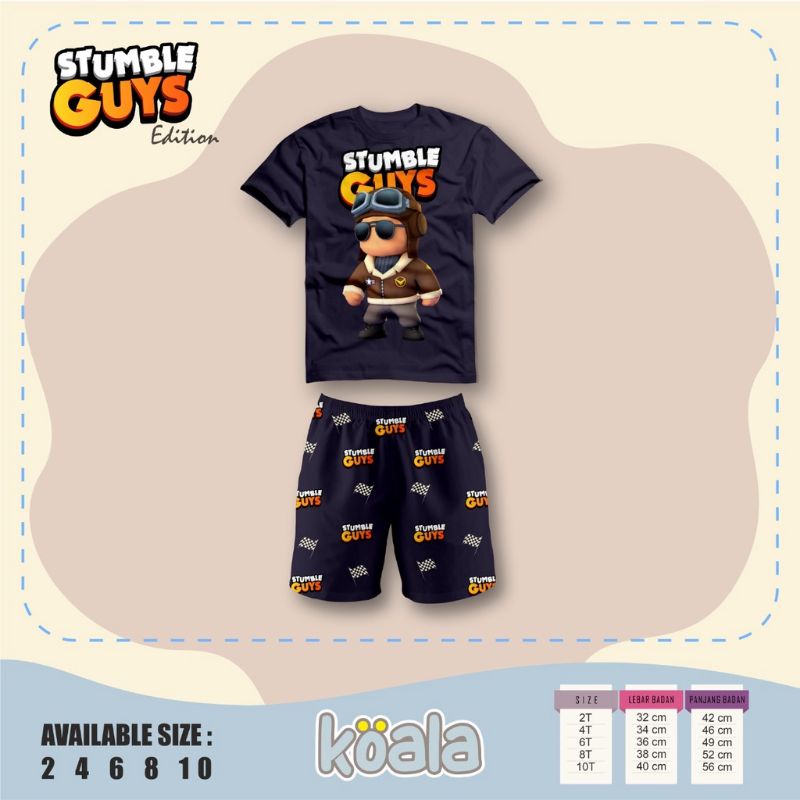 SETELAN ANAK STUMBLE GUYS EDITION 2-10T KAOS STUMBLE GUYS KOALA BY HOOLAhoop