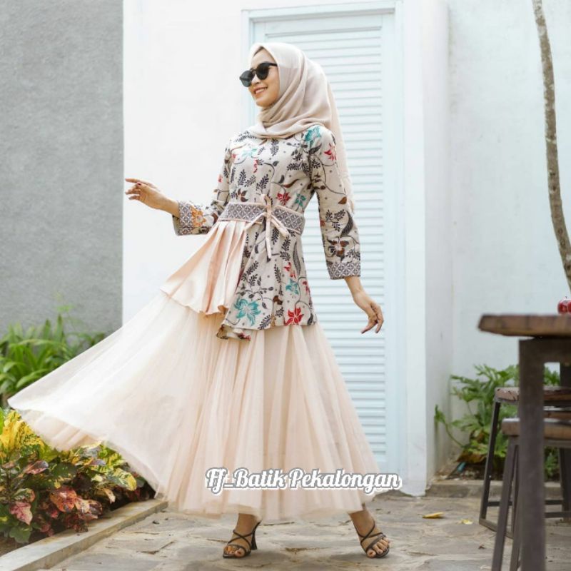 Atasan Batik Wanita PPBTK07 Modern Batik murah Cassual Atasanbatik Wanitabatik /Atasanwanita...-Ayunda cream