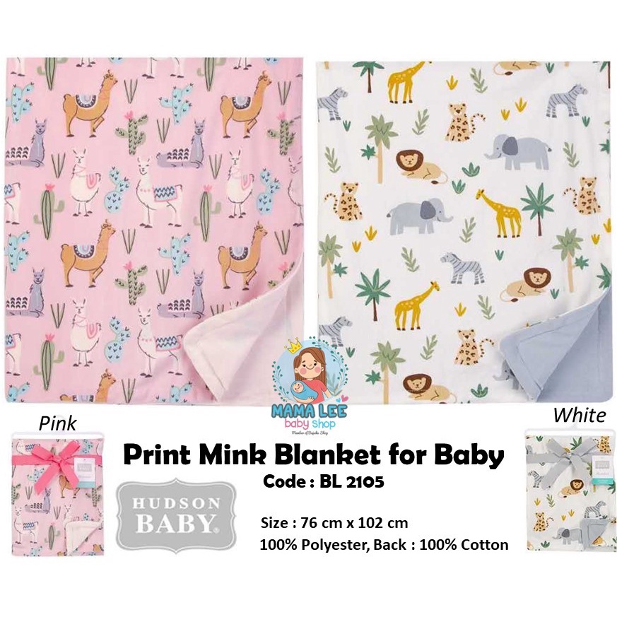 SELIMUT BAYI HUDSON BABY  / PRINT MINK BLANKET / SELIMUT BULU / KADO BAYI PEREMPUAN LAKI LAKI