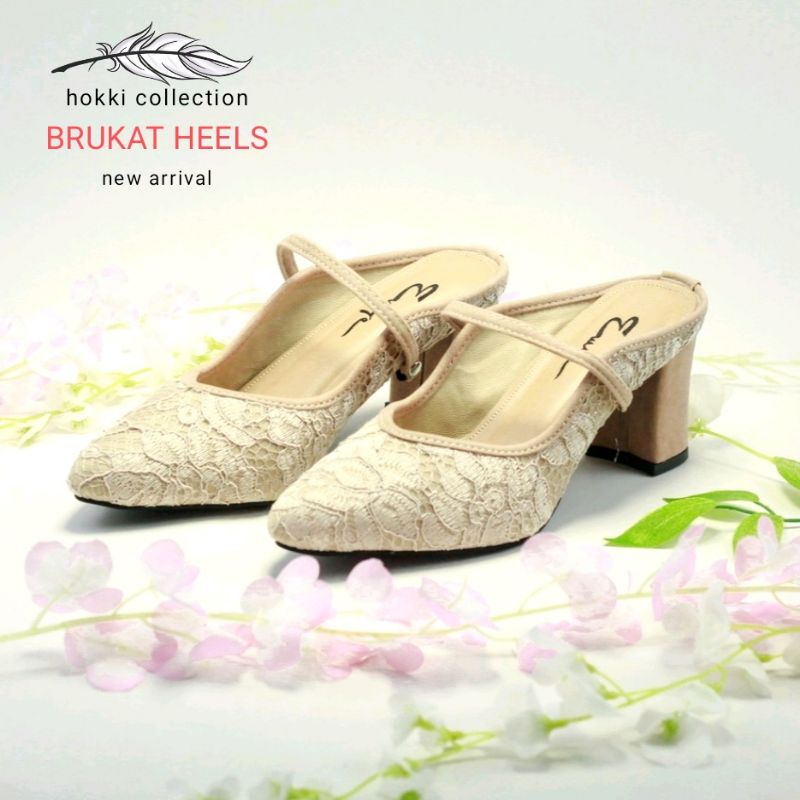 Heels Brokat Pesta Wanita Hak Tinggi 7 cm premium Sepatu Sandal Brokat Terbaru