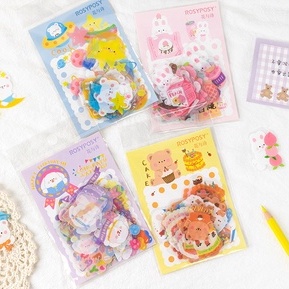 

40pcs Deco Sticker Journal Planner Rosy Posy atau Stiker Aesthetic DIY Scrap Book