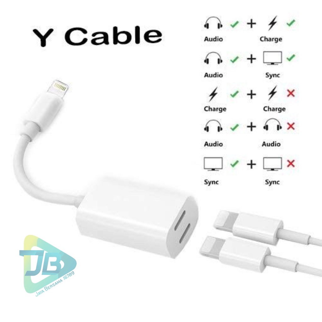 JH006 Kabel Splitter Y i ponee - Y Cable Adapter Converter Lighthing 2in1 i ponee JB5591