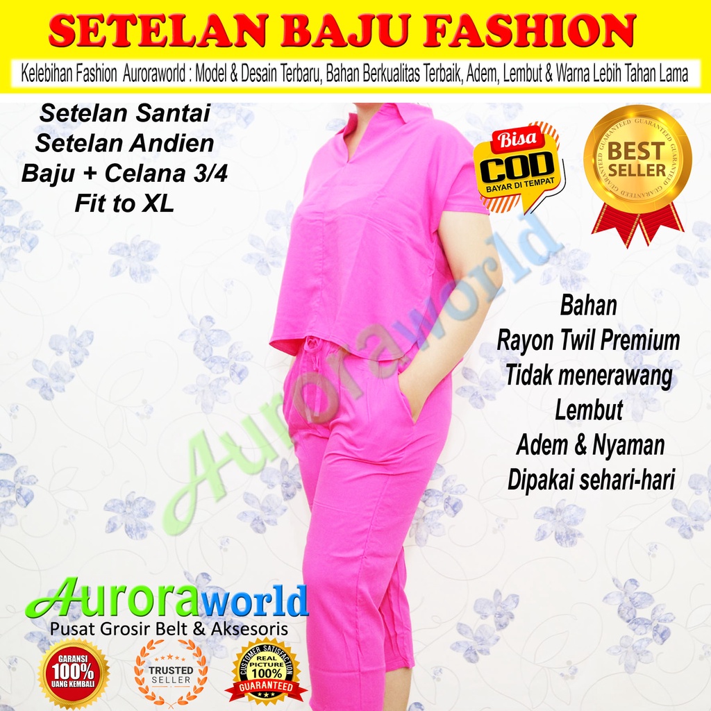 AURORAWORLD SET  Setelan Baju &amp; Celana Santai Fashion model terbaru bisa COD