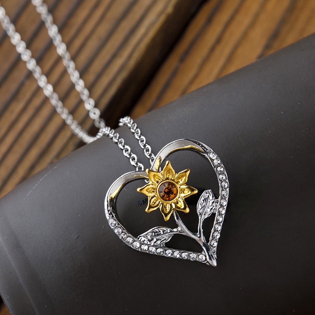 Hu Hu Hu Hu Hu Alat Bantu Pasang Kacamata♡ Kalung Dengan Liontin Bentuk Hati Dan Bunga Matahari Model Hollow Out