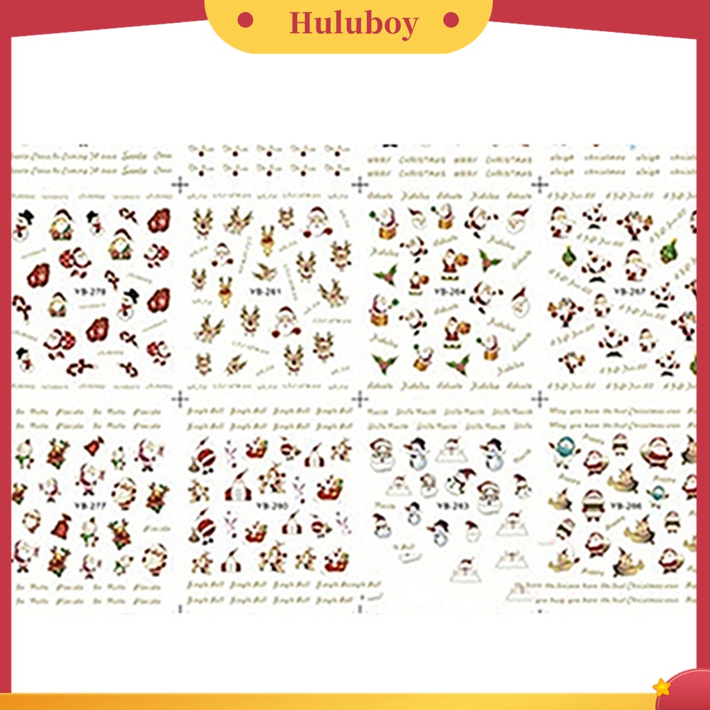 Huluboy Huluboy♡ 12pcs / Lembar Stiker Kuku Motif Natal Untuk Nail Art