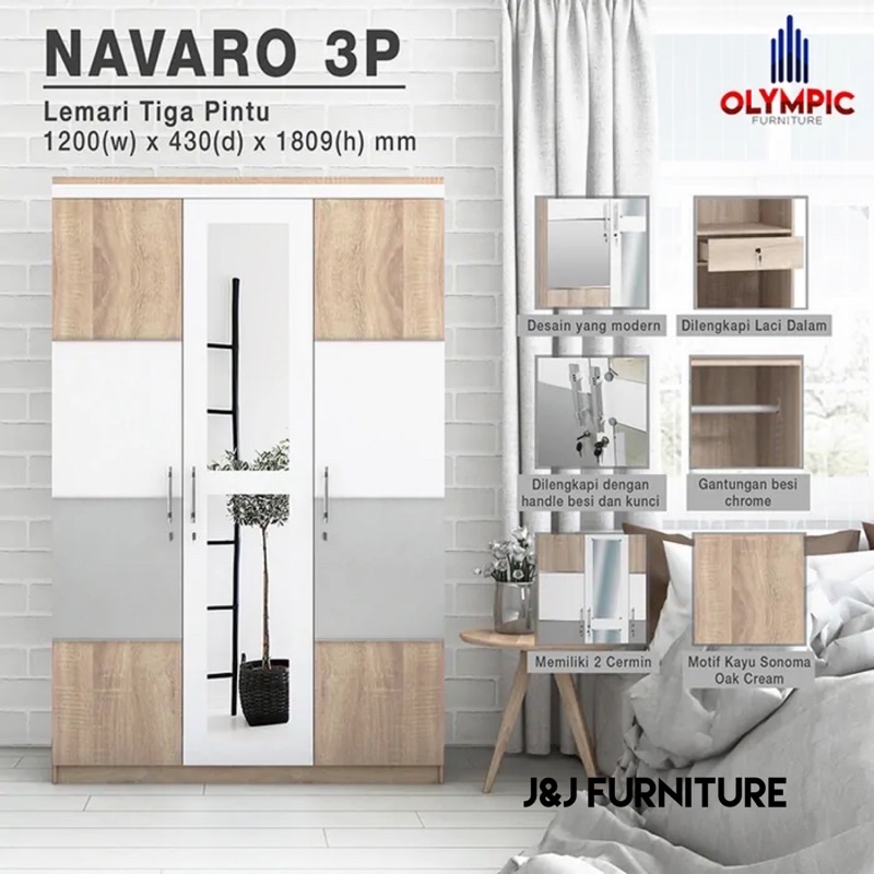 Lemari pakaian olympic 3 pintu murah