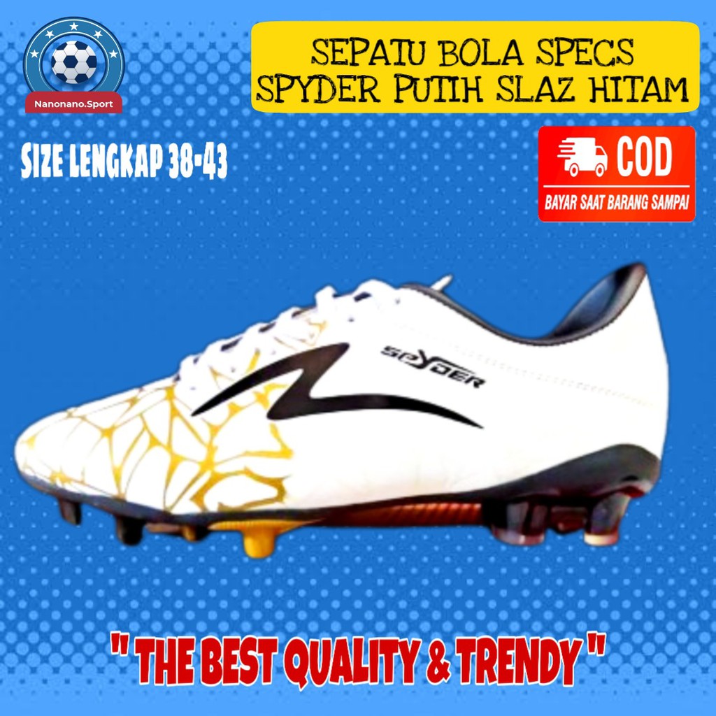 SEPATU SEPAK BOLA SPECS SPYDER PUTIH SLAZ HITAM OLAHRAGA PRIA SPORT MURAH ORIGINAL TERBARU
