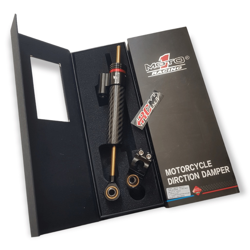 STERING STANG SETANG DUMPER STABILIZER STABILISER MOTO 1 MOTO1 PENDEK CARBON KEVLAR 16 SETELAN KLIK STEERING DAMPER NOT MATRIS 250MM