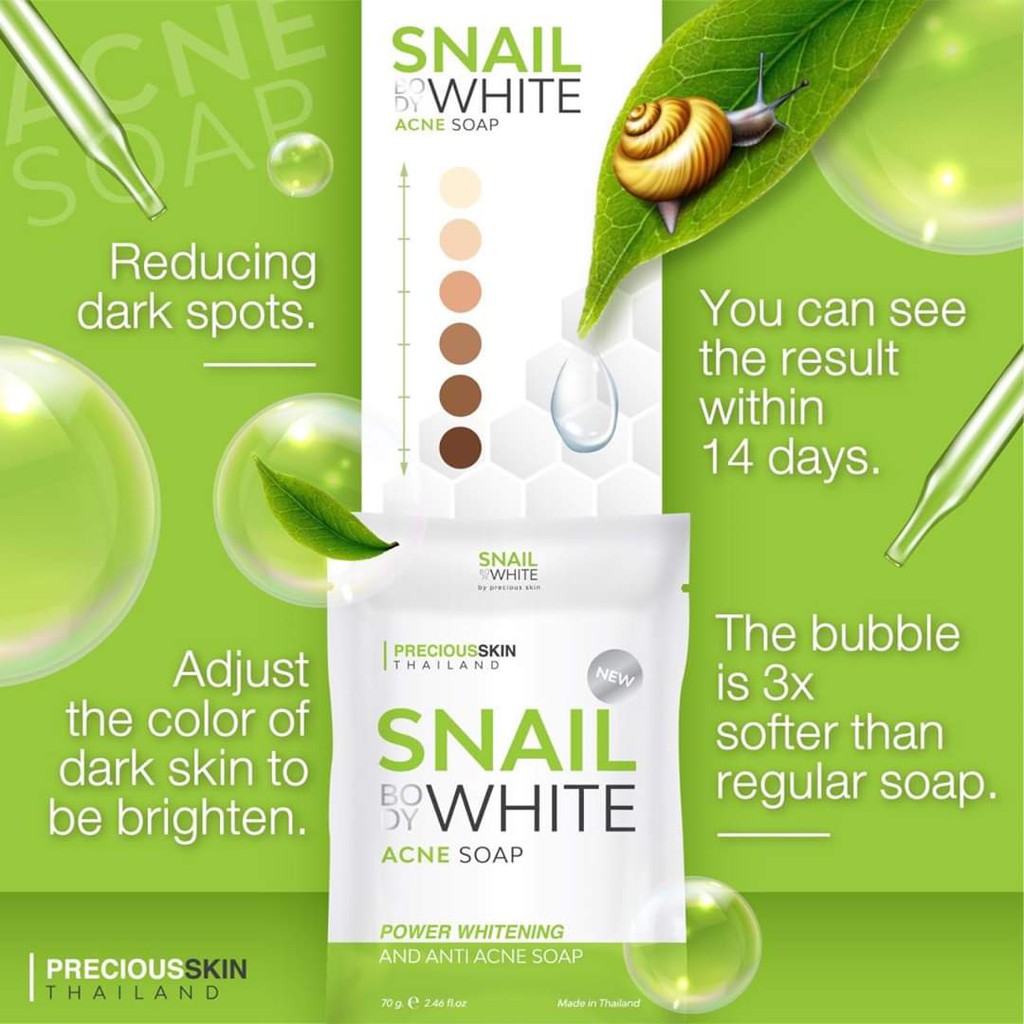 SNAIL BODY WHITE  ANTI ACNE COLLAGEN X10 SOAP /  SOAP SABUN / SABUN ACNE / SABUN PEMUTIH BADAN