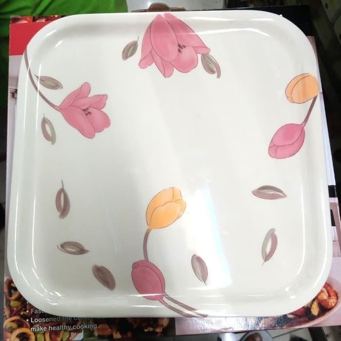Nampan Hoover Nampan Saji Melamine Segi Motif Bunga 33 X 33 Cm Melamin