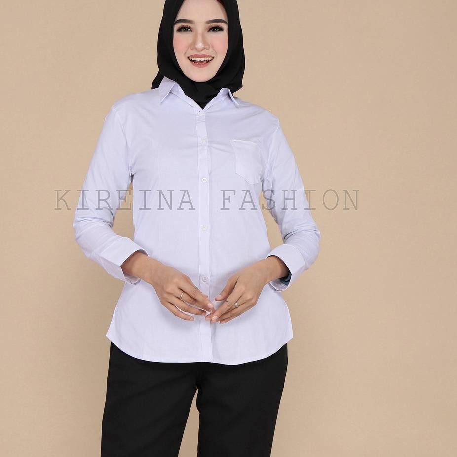 ✼ KEMEJA KERJA PUTIH KANTONG 1 / KIREINA FASHION ♥