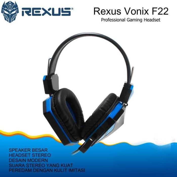 Headset Gaming Rexus F22 Headphone WITH MIC Head Set Ear Phone GARANSI