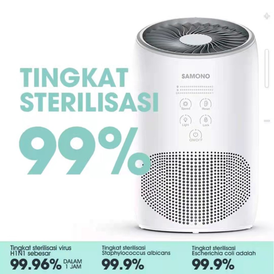 Air Purifier Samono SW-APB80 HEPA13 Filter 4 Lapis 3 Tingkat Kecepatan PEMBERSIH UDARA DALAM RUANGAN