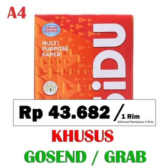 

Mantul Kertas HVS A4 Sidu 80 gram KHUSUS GOSEND / GRAB