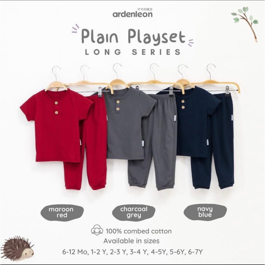 ARDENLEON Plain Playset Long Series /Arden Leon Setelan Anak Laki-laki Perempuan / Stelan Baju Anak