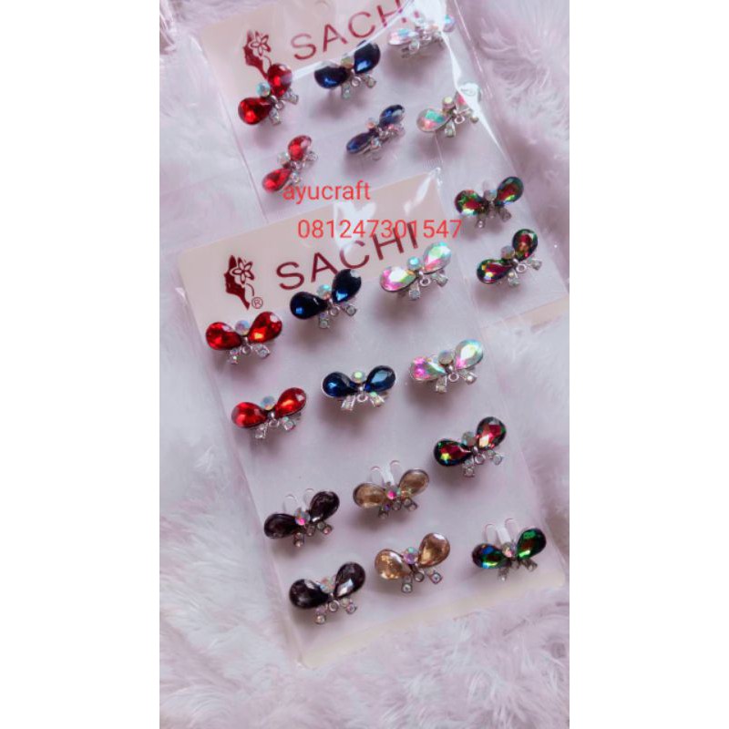 bros dagu ring kristal kupu /6pcs