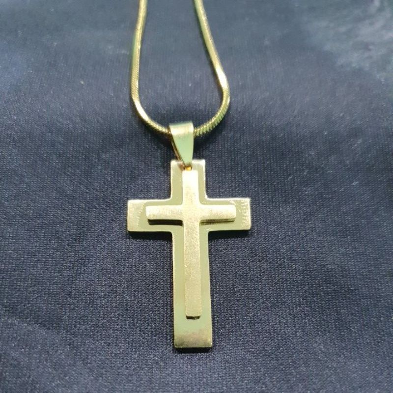 KALUNG TITANIUM SALIB KECIL BERTINGKAT