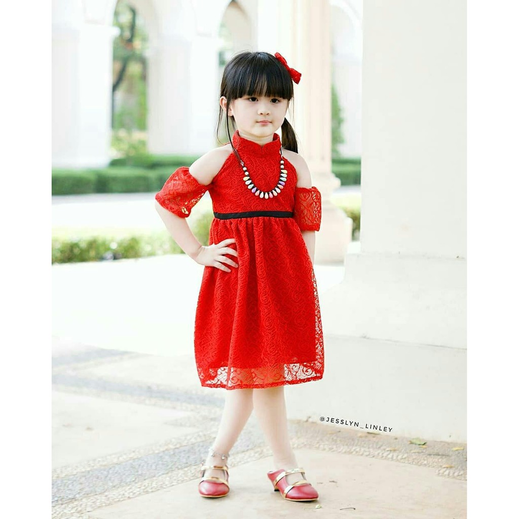 ETHNICKIDSWEAR - Angelina Dress Brokat Anak Baju Pesta Anak Baju Natal Dress Natal Sabrina Dress