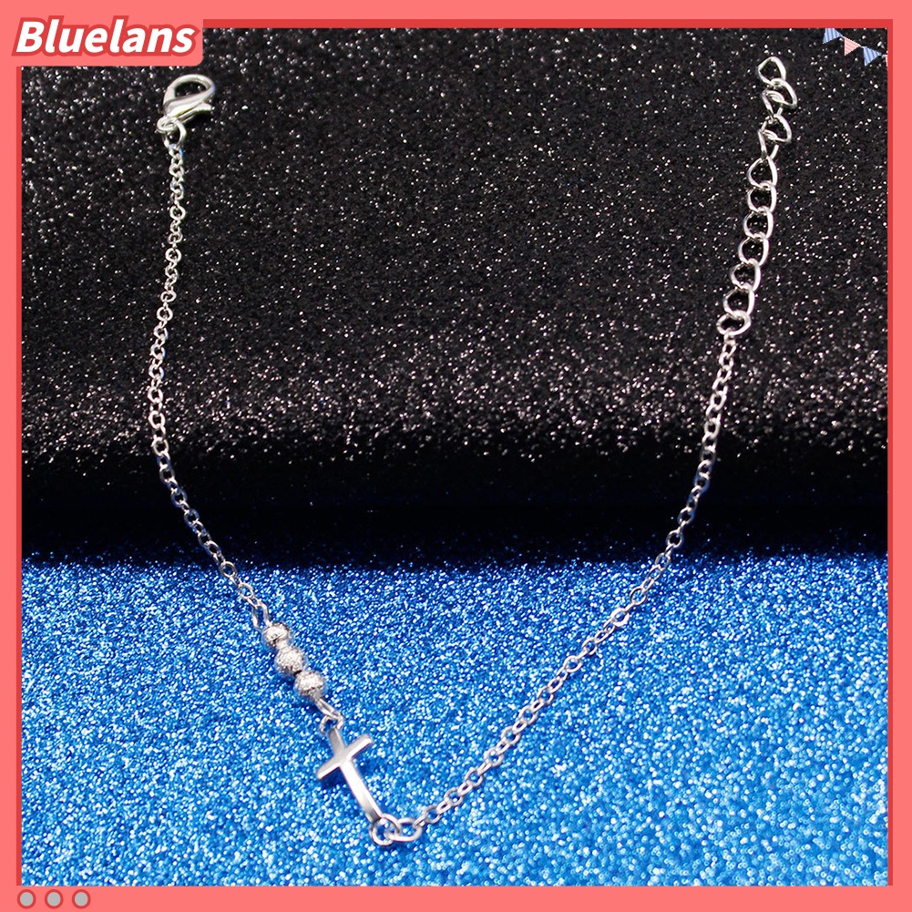 Bluelans Fashion Women Beaded Cross Charm Bracelet Chain Hand Jewelry Birthday Gifts