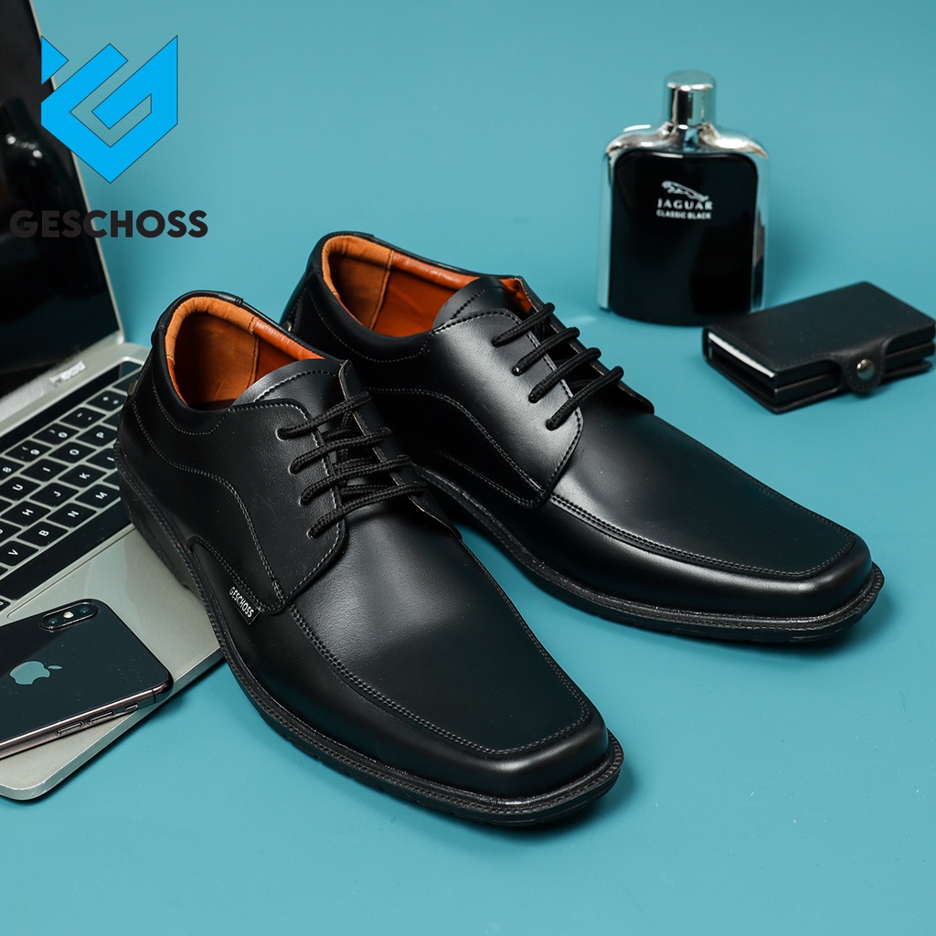 GESCHOSS FULL BLACK Sepatu Kantor Pria Hitam Tali Sepatu Kerja Formal Sepatu Pantopel Pria Kerja kasual Santai