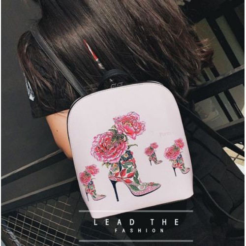 tas ransel wanita import putih rose
