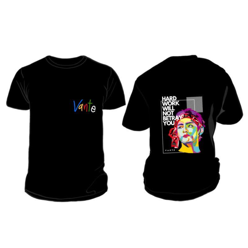 Kaos BTS popart warna hitam 2 sisi