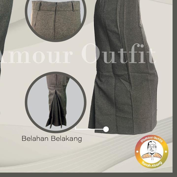 ◌ Rok Span Panjang REMPEL BELAKANG Ukuran S - 4L JUMBO Bahan Gabardine Hitam Abu Mocca Coklat Tua Ma