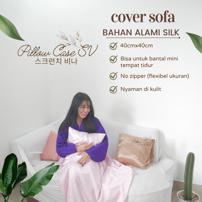 Silk Satin Sarung Bantal Sofa satin silk 40x40 SV  Sarung Bantal Silk Satin Silk Pillow Case Sarung Bantal High quality silk KingKoil Sarung Bantal Aesthetic Satin Pillowcase Premium silkw