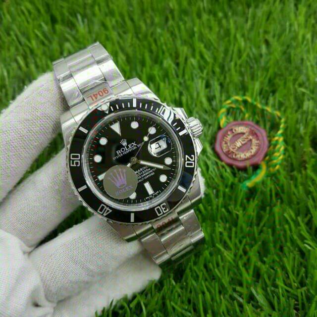 Jam tangan pria ROLEX SUBMARINER SILVER AUTOMATIC SWISS ETA CLONE