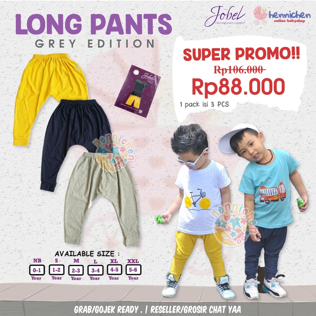 PROMO CUCI GUDANG 3 PCS JOBEL SOFT JEANS LONGPANTS GREY EDITION /RUSH EDITION / 3/4 BLACK EDITION isi  3 PCS