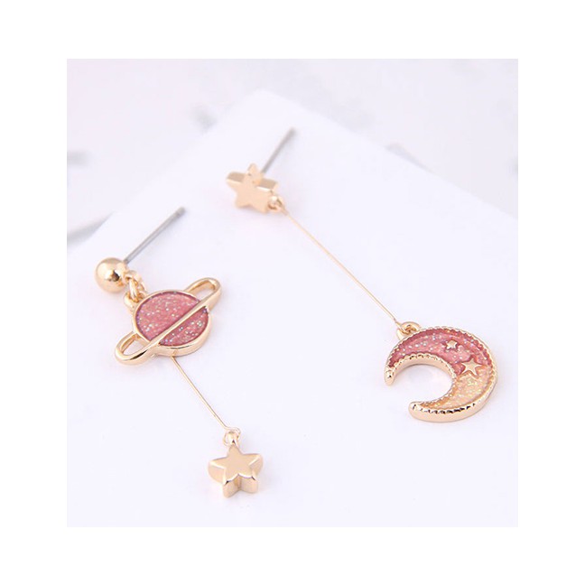 LRC Anting Tusuk Fashion Xingyue Asymmetric Earrings A5844X