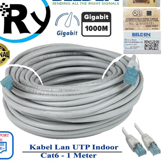 ❉ Belden UTP 1M Cat6 Kabel LAN 1 Meter Original USA Gigabit Siap Pakai ▲