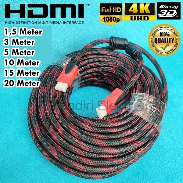 Kabel HDMI Serat Jaring HDMI To HDMI 1.5 / 3 / 5 / 10 / 15 Meter