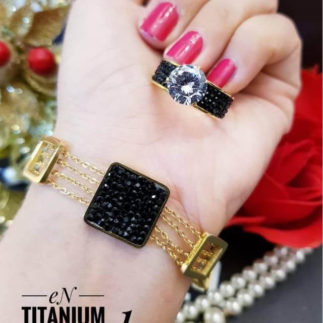 Titanium gelang dan cincin 1771j