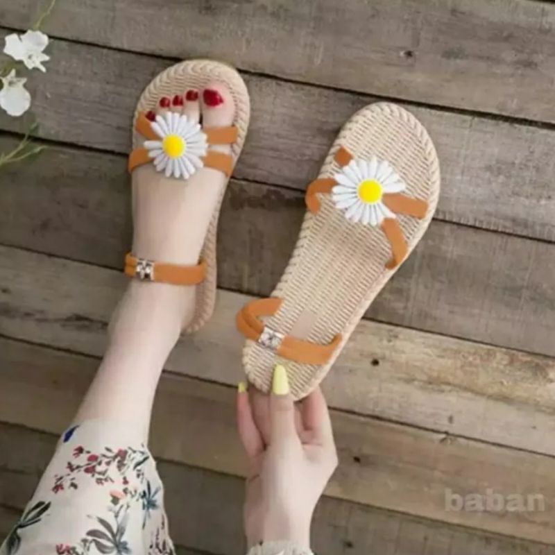 Sandal Wanita Suide Etnik Motip Bunga Matahari termurah