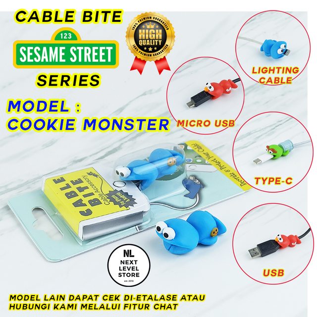 Cookie Monster Sesame Street Cable Bite Pelindung Kabel Protection