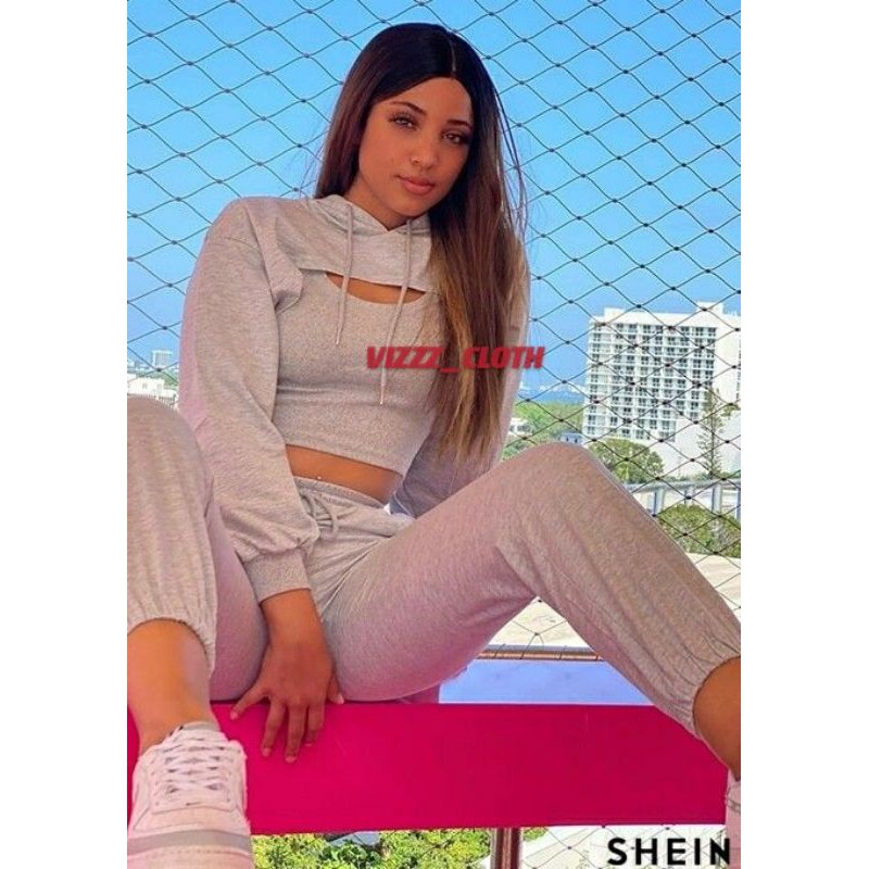 SET HOODIE CROP DADA TERBUKA  DAN JOGER TALI SERUT ALLSIZE S,M,L,XL,2XL,3XL,4XL,5XL