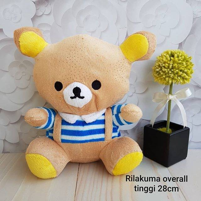 Boneka Rilakuma overall stripe