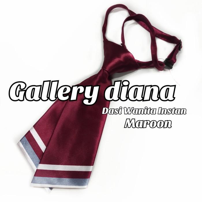 Dasi Dasi Wanita Instan Langsung Pakai Red Moroon/ Merah Maroon