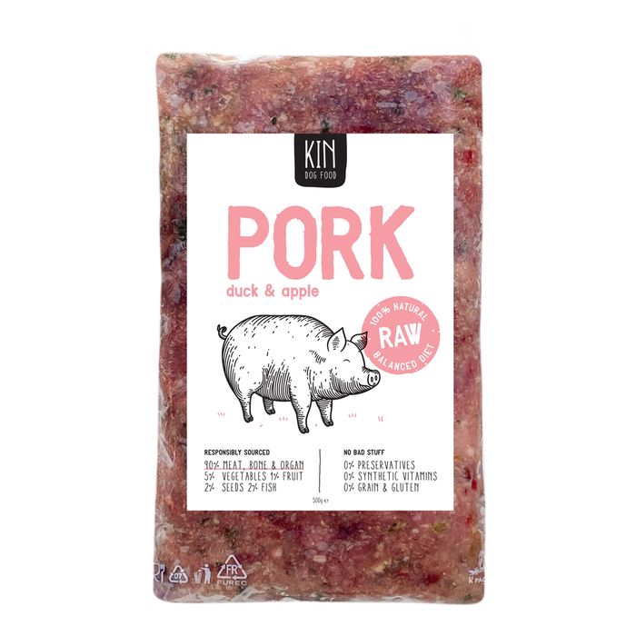 

KINDOGFOOD Makanan Anjing RAW Pork, Duck and Apple 500GR