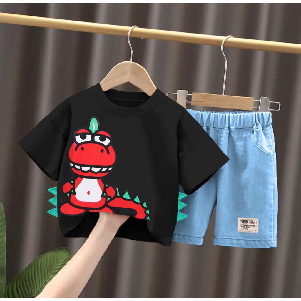 SETELAN ANAK BAJU ANAK ANAK 1-5 TAHUN SETELAN BABY DINO ANAK LAKI LAKI SETELAN ANAK PEREMPUAN